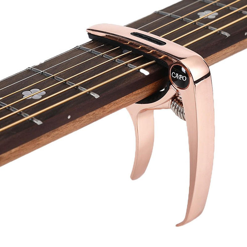 Capodastre pour guitare acoustique et électrique en metal ou bois - couleur or rose