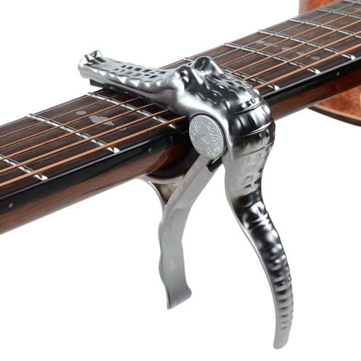 Capodastre pour guitare en alliage de zinc - Design Tête de Crocodile - couleur argent