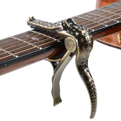 Capodastre pour guitare en alliage de zinc - Design Tête de Crocodile - couleur or