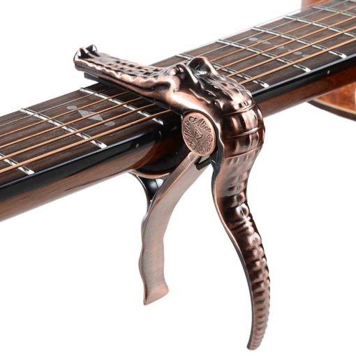 Capodastre pour guitare en alliage de zinc - Design Tête de Crocodile - couleur or rose