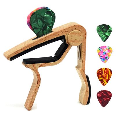 Capodastre pour guitares électriques ou accoustiques, basses, Banjo, Ukulélé ou Manodline - modèle bois clair