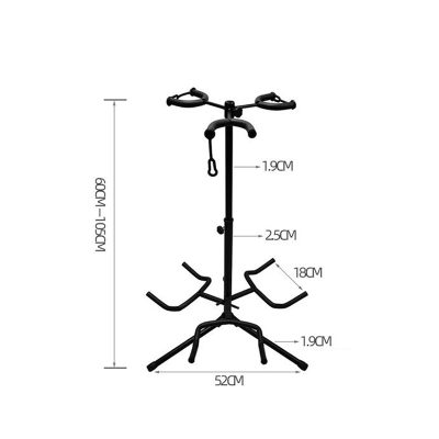 Dimensions Porte guitare au sol trépied pilant pour 3 guitares