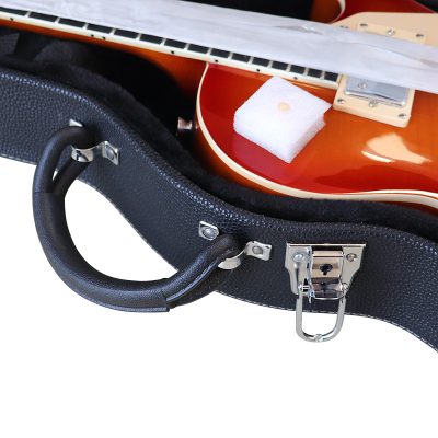 Etui rigide pour guitare électrique en cuir de boeuf vétitable avec doublure en mousse