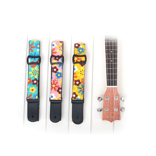 Petite sangle pour guitare acoustique motif fleurs Hippie Bohème - tous les modèles au choix