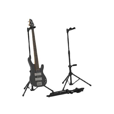Porte guitare au sol trépied pilant pour basses électriques - modèle noir