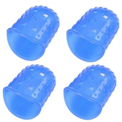 Protège-doigts coordonnants en silicone pour guitare - bleu - taille L