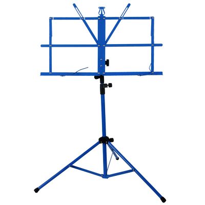 Pupitre guitare pliable en acier inoxydable réglable - avec sac de transport - modèle bleu