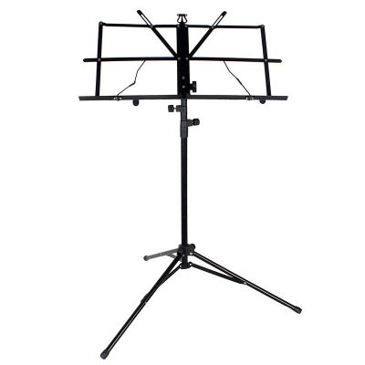 Pupitre guitare pliable en acier inoxydable réglable - avec sac de transport - modèle noir