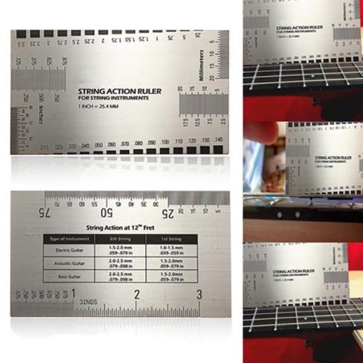 Règle de Mesure de Guitare, Règle Action pour Cordes de Guitare, Frettes Ruler, Outil de Jauge de Guitare Multifonction