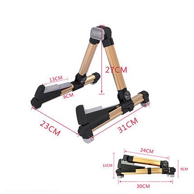 dimensions du porte guitare trépied pilant pour guitare en alilange couleur doré
