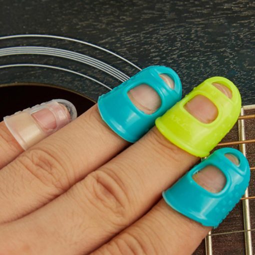 vue dessus Protège-doigts coordonnants en silicone pour guitare