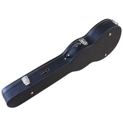 vue haut de l'étui rigide pour guitare électrique en cuir de boeuf vétitable avec doublure en mousse
