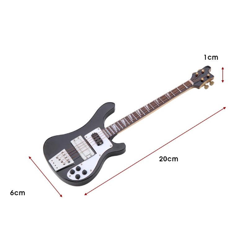 Dimernsions Guitare Miniature Basse électrique fait à la main avec support guitare