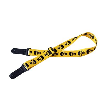 Detail de la Sangle en polyester jaune tête de mort