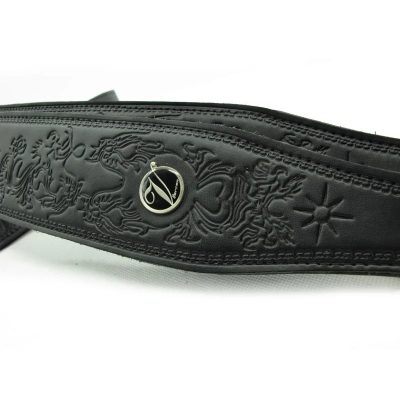 Sangle en cuir gravé noir intemporel