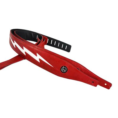 Sangle en cuir modèle éclair iconique - modele rouge - eclair blanc
