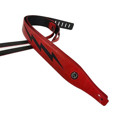 Sangle en cuir modèle éclair iconique - modele rouge - eclair noir
