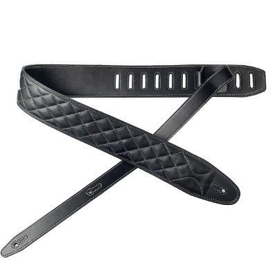 magnifique Sangle en cuir noir imprimé diamants