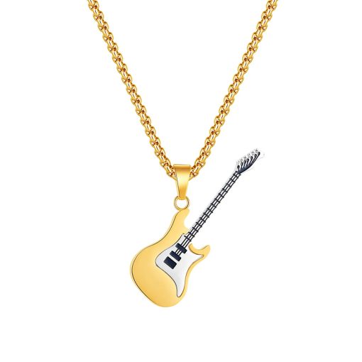 Collier pendentif volume plein guitare électrique : 3 couleurs de métal - or