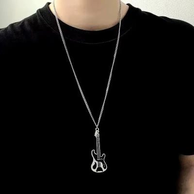 Collier pendentif long guitare électrique