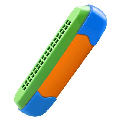 Harmonica 16 trous orange et bleu - modeèle orange