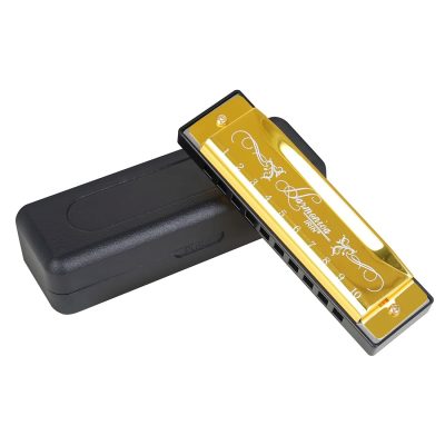 Harmonica diatonique en métal pour débutants - modèle or