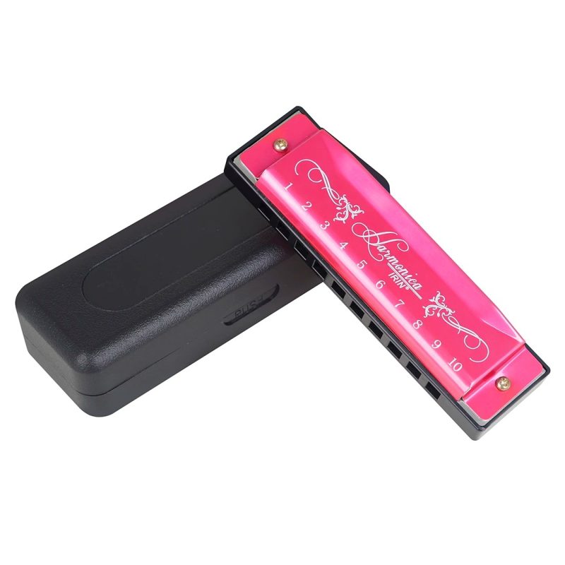 Harmonica diatonique en métal pour débutants - modèle rose