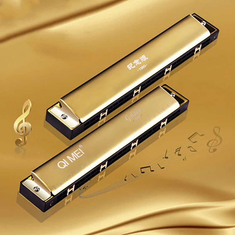 Harmonica polyphonique 24 trous 4 couleurs - couleur or