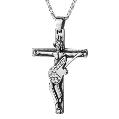 Johnny Hallyday Pendentif Collier en Acier Inoxydable avec chaine - modèle 2
