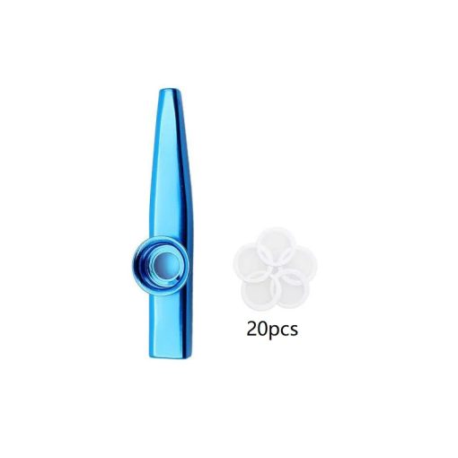 Kazoo en alliage d'aluminium 7 couleurs et 20 membranes - couleur bleur