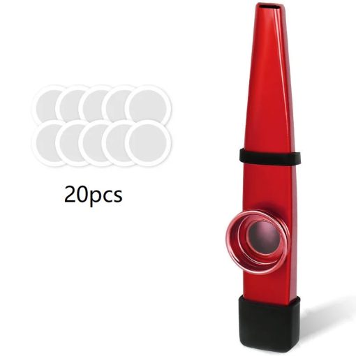 Kazoo en métal avec embouchure en silicone - rouge