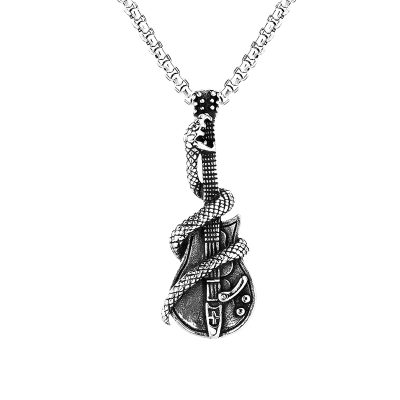 Magnifique Collier pendentif guitare et serpent