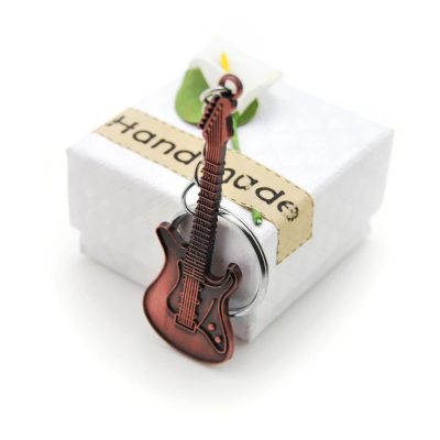 Porte-clés guitare électrique en 3 couleurs de métal - couleur metal brun