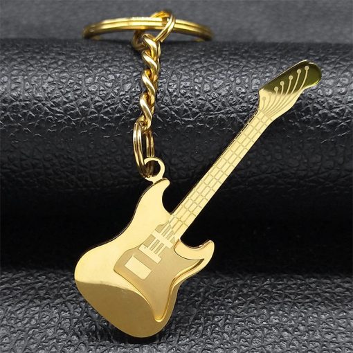 Porte-clés guitare électrique full dorée ou full black - modèle or