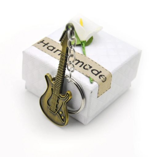 Porte-clés guitare électrique en 3 couleurs de métal - couleur metal doré