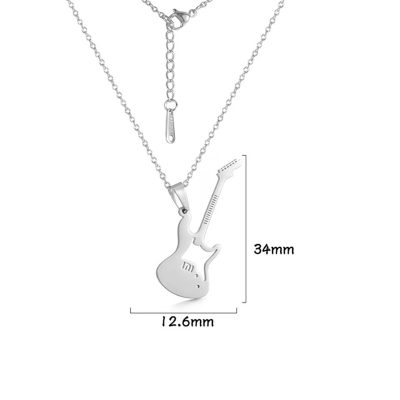 Pendentif graphique guitare électrique - couleur argent