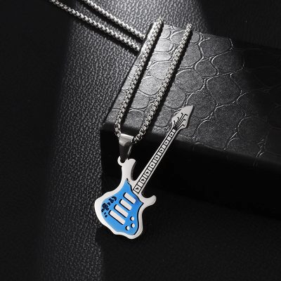 Pendentif guitare basse 3 couleurs - couleur bleu