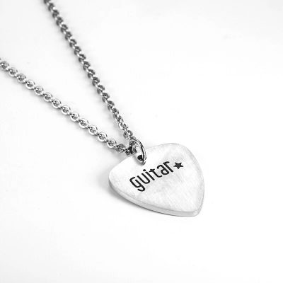 Pendentif médiator Guitar - couleur métal argent