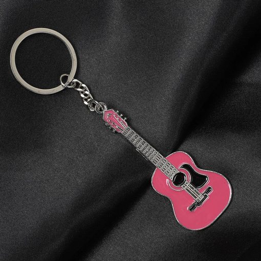 Porte-clé guitare classique 5 couleurs - modèle rose