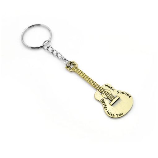 Porte-clé guitare romantique - couleur or