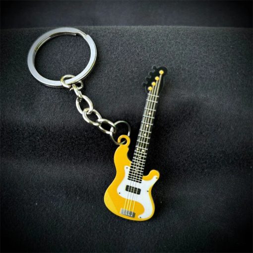 Porte-clés guitare électrique 6 couleurs - jaune