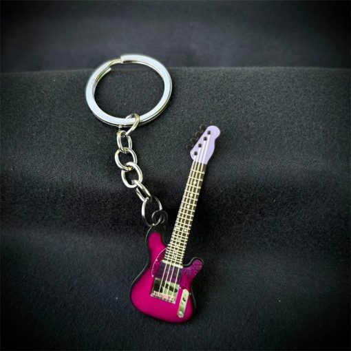 Porte-clés guitare électrique 6 couleurs - rose