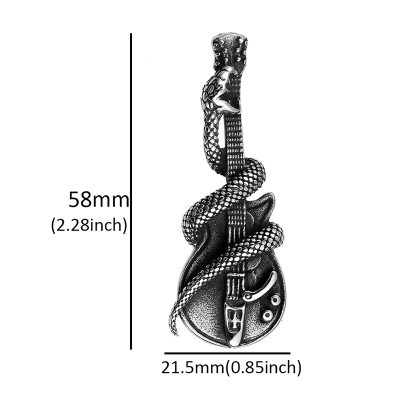 Taille Collier pendentif guitare et serpent
