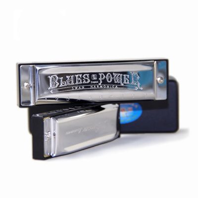 boîte de l'Harmonica diatonique en métal design blues avec étui en laiton
