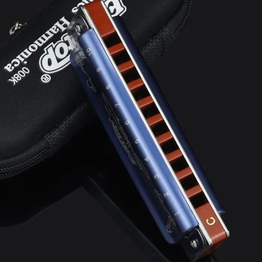 détails Harmonica diatonique bleu métallisé 7 accordages
