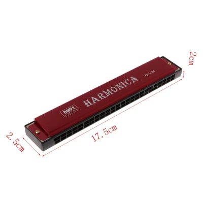 dimensiosn Harmonica 24 trous 4 couleurs