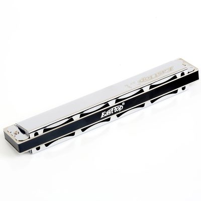 vue arrière complète Harmonica chromé 24 trous