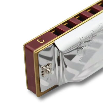 vue complète Harmonica diatonique en métal design blues