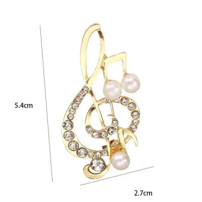 Dimensions de la Broche Clef de Sol ornée de Strass et de perles