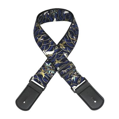 Sangle Guitare Inspiration Japonaise vol de la grue couleur bleue